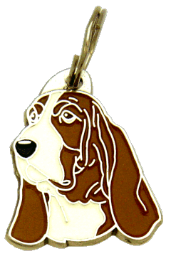 Basset hound marrom <br> (placa de identificação para cães, Gravado incluído)